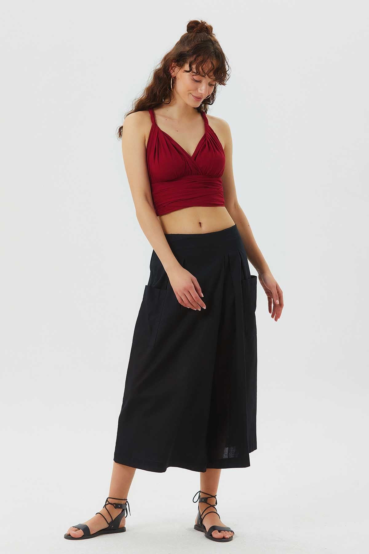 Open Back Bohemian Crop Top Red