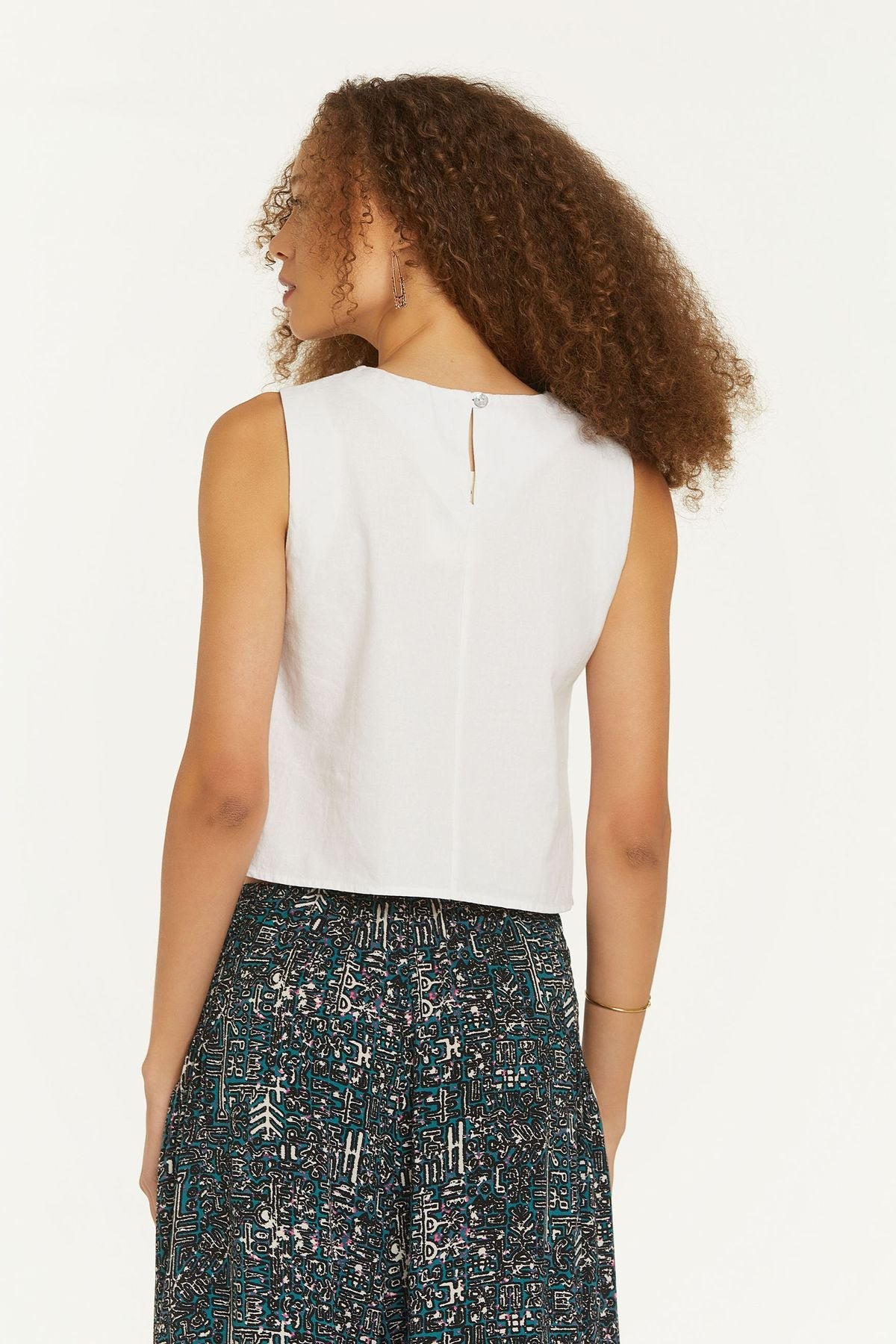 Sleeveless Crop Top for Women White