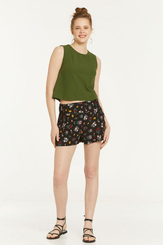 Sleeveless Crop Top for Women Green