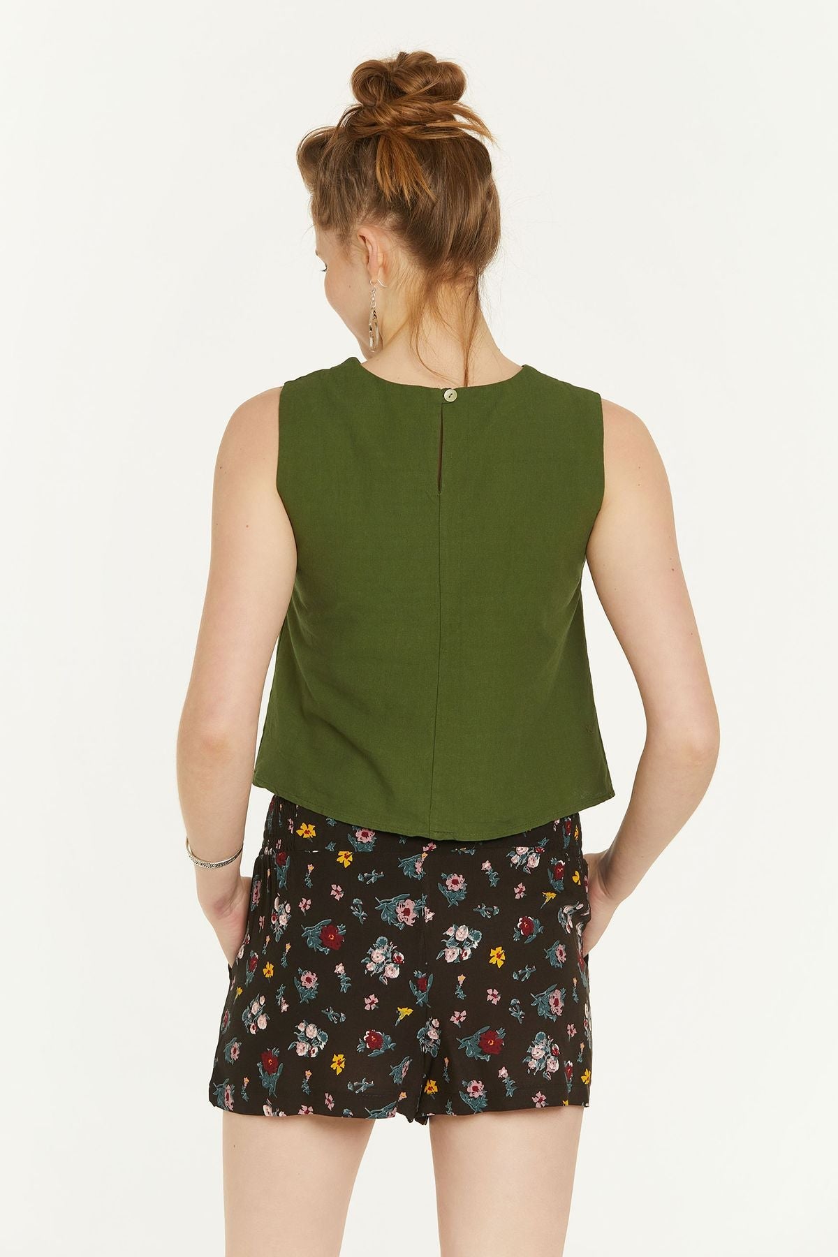 Sleeveless Crop Top for Women Green