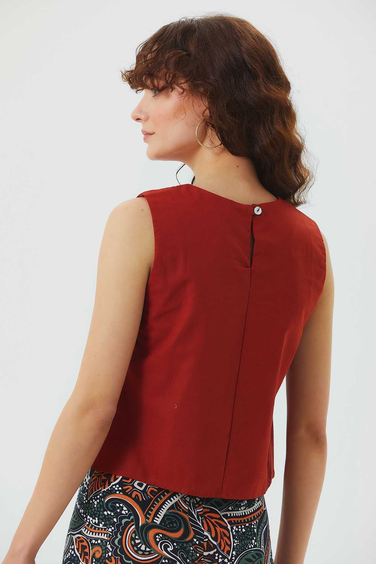Sleeveless Crop Top for Women Orange