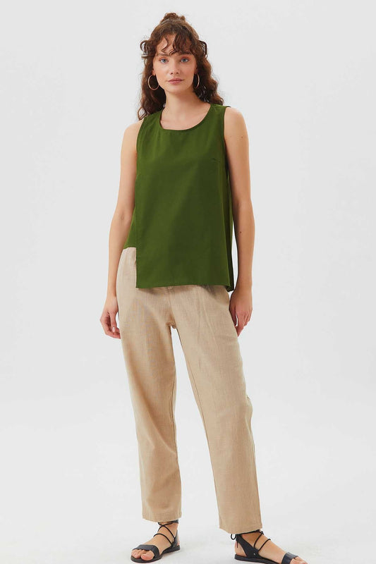 Asymmetric Cotton Top Green
