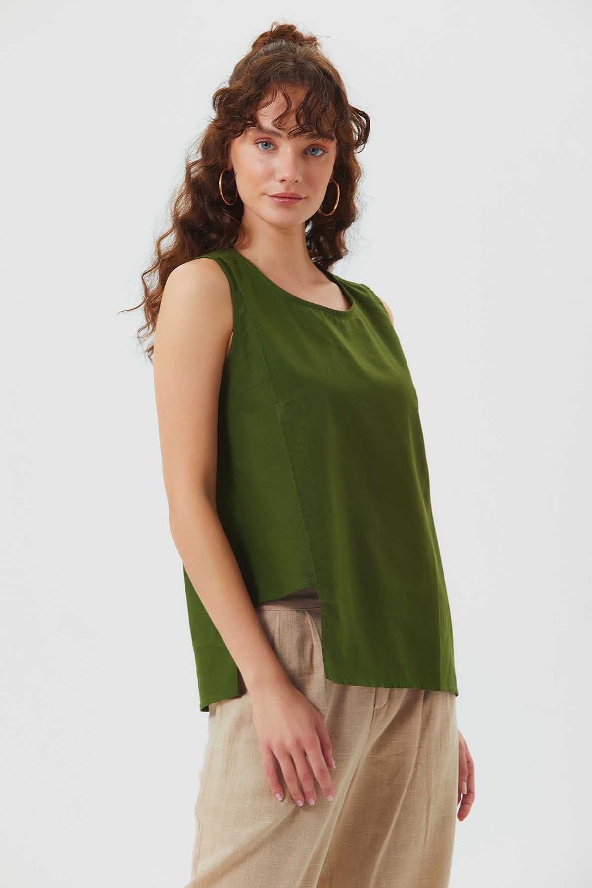 Asymmetric Cotton Top Green