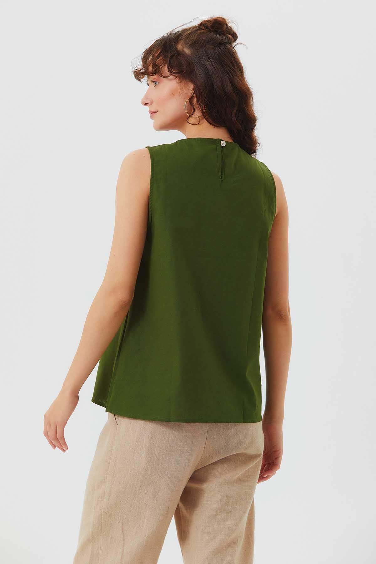 Asymmetric Cotton Top Green