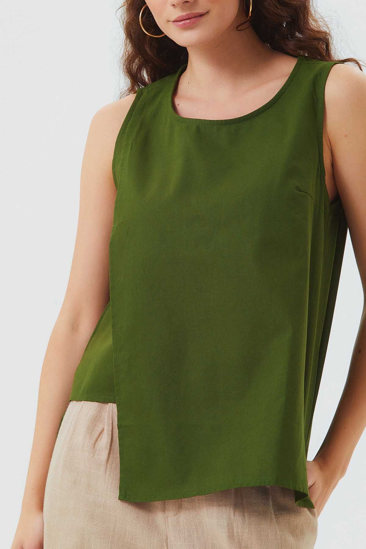 Asymmetric Cotton Top Green