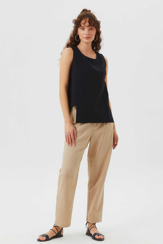 Asymmetric Cotton Top Black