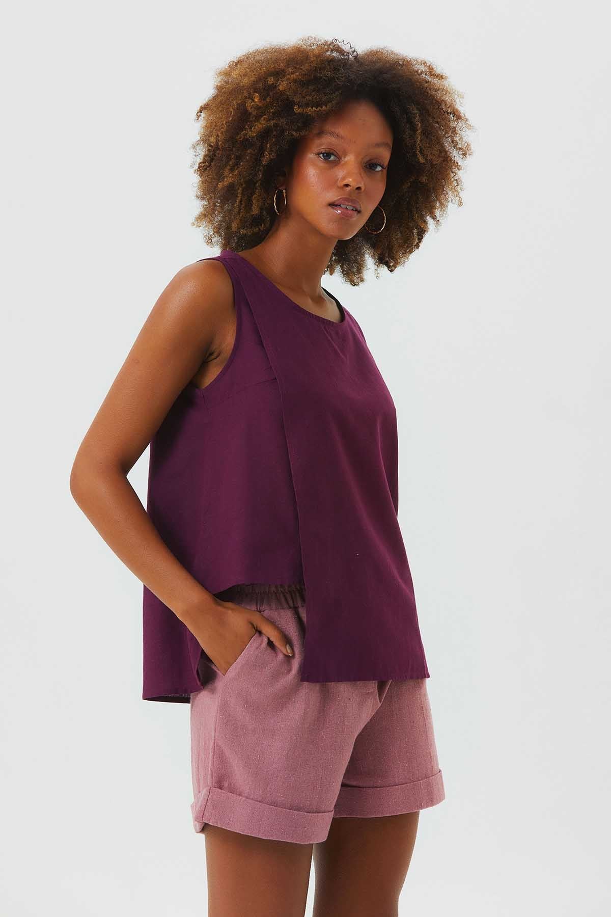 Asymmetric Cotton Top Purple