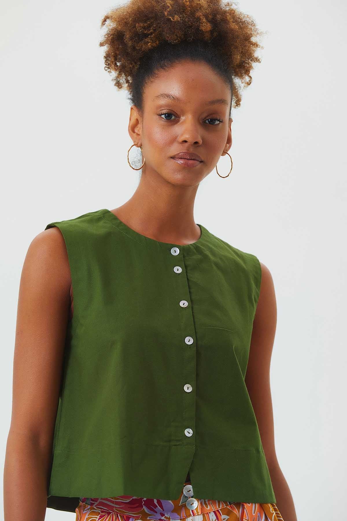 Cotton Crop Top Green