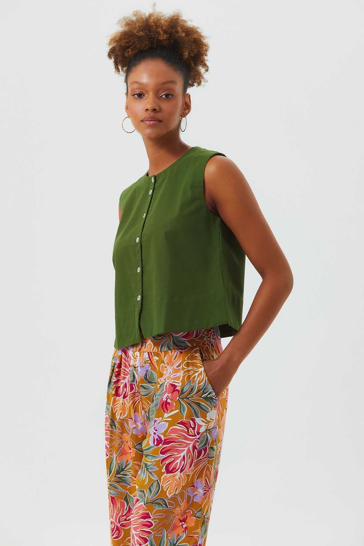 Cotton Crop Top Green