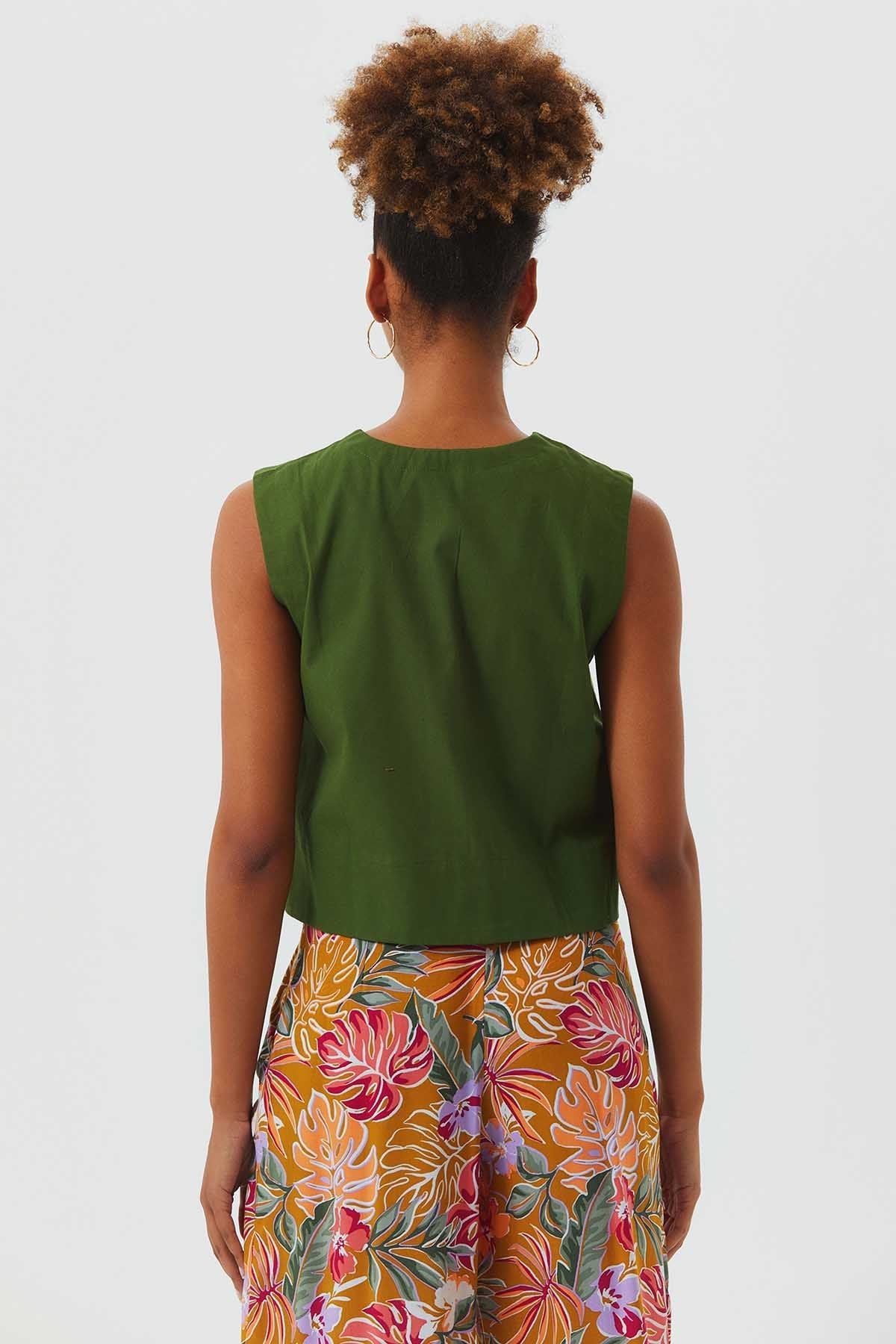 Cotton Crop Top Green