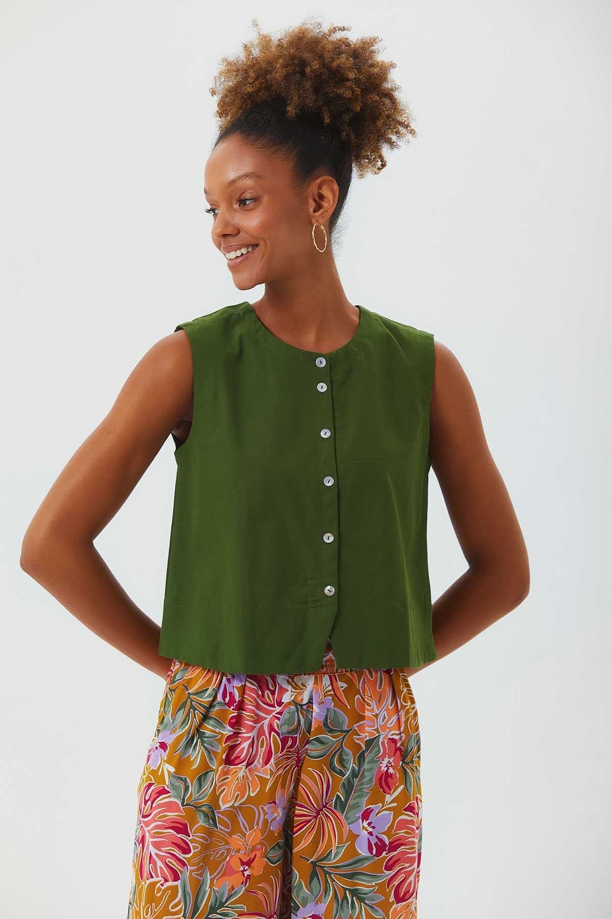 Cotton Crop Top Green