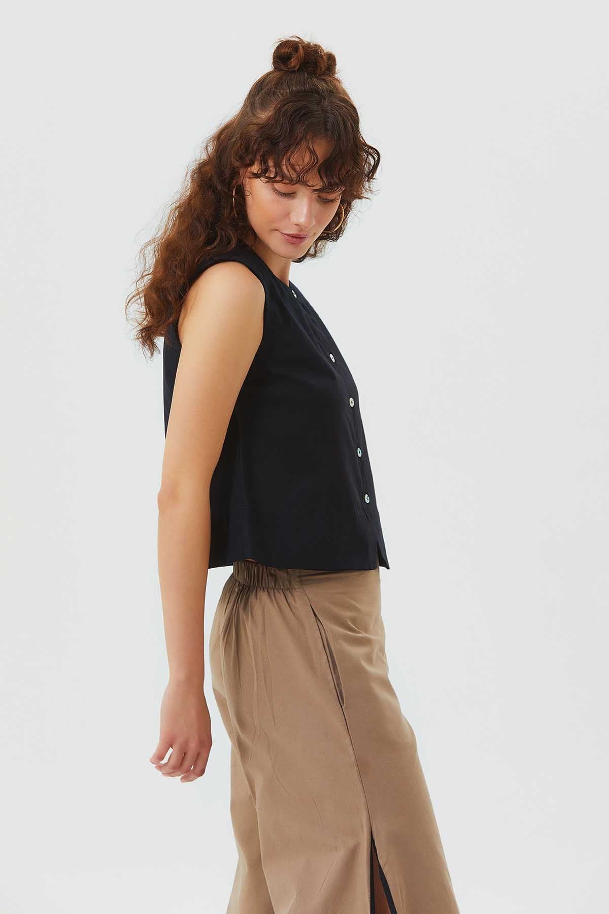 Cotton Crop Top Black