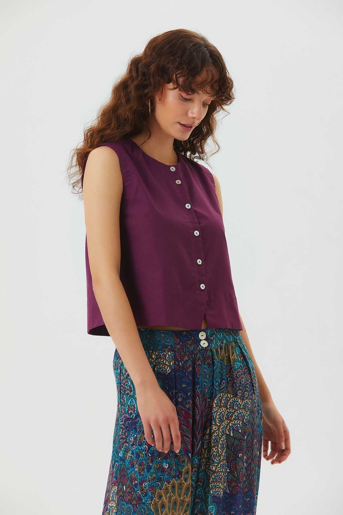 Cotton Crop Top Purple
