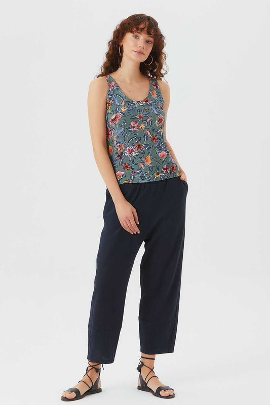 Scoop Neck Sleeveless Basic Blouse Gray