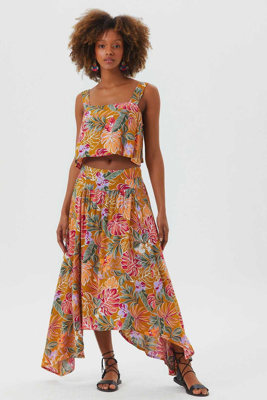 Square Neck Crop Top Mustard