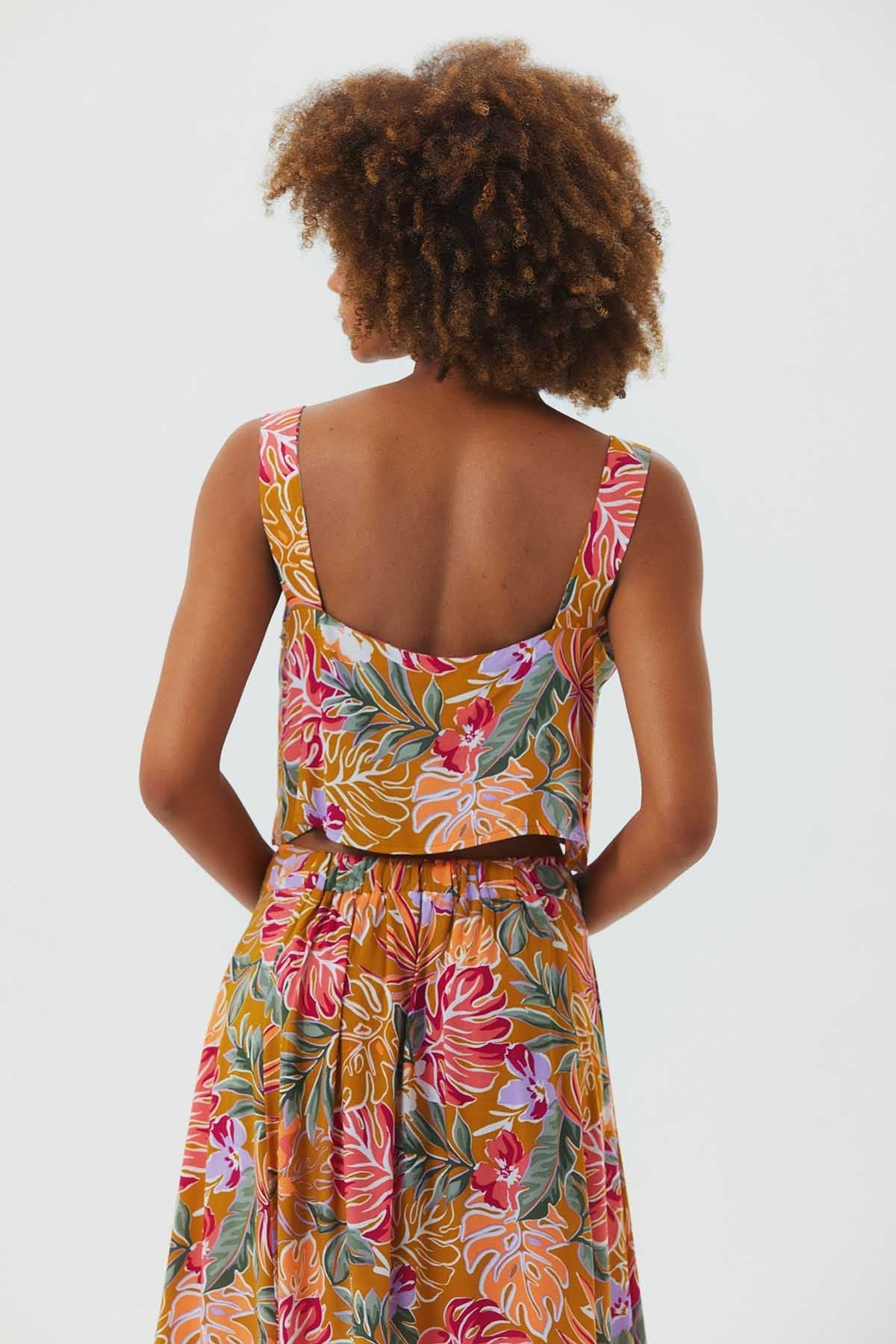 Square Neck Crop Top Mustard