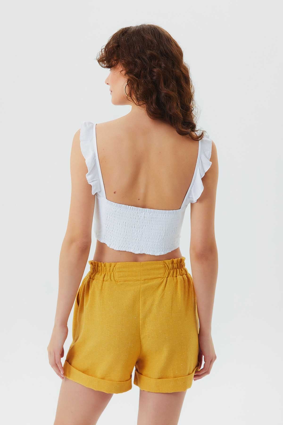 Sweetheart Neckline Crop Top White