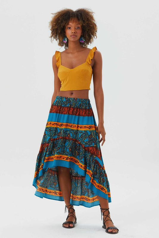 Sweetheart Neckline Crop Top Yellow