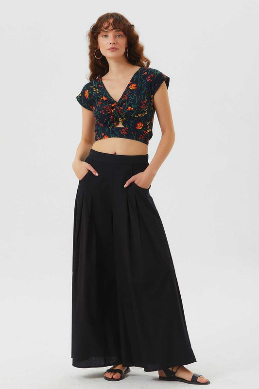 Printed Crop Top Black