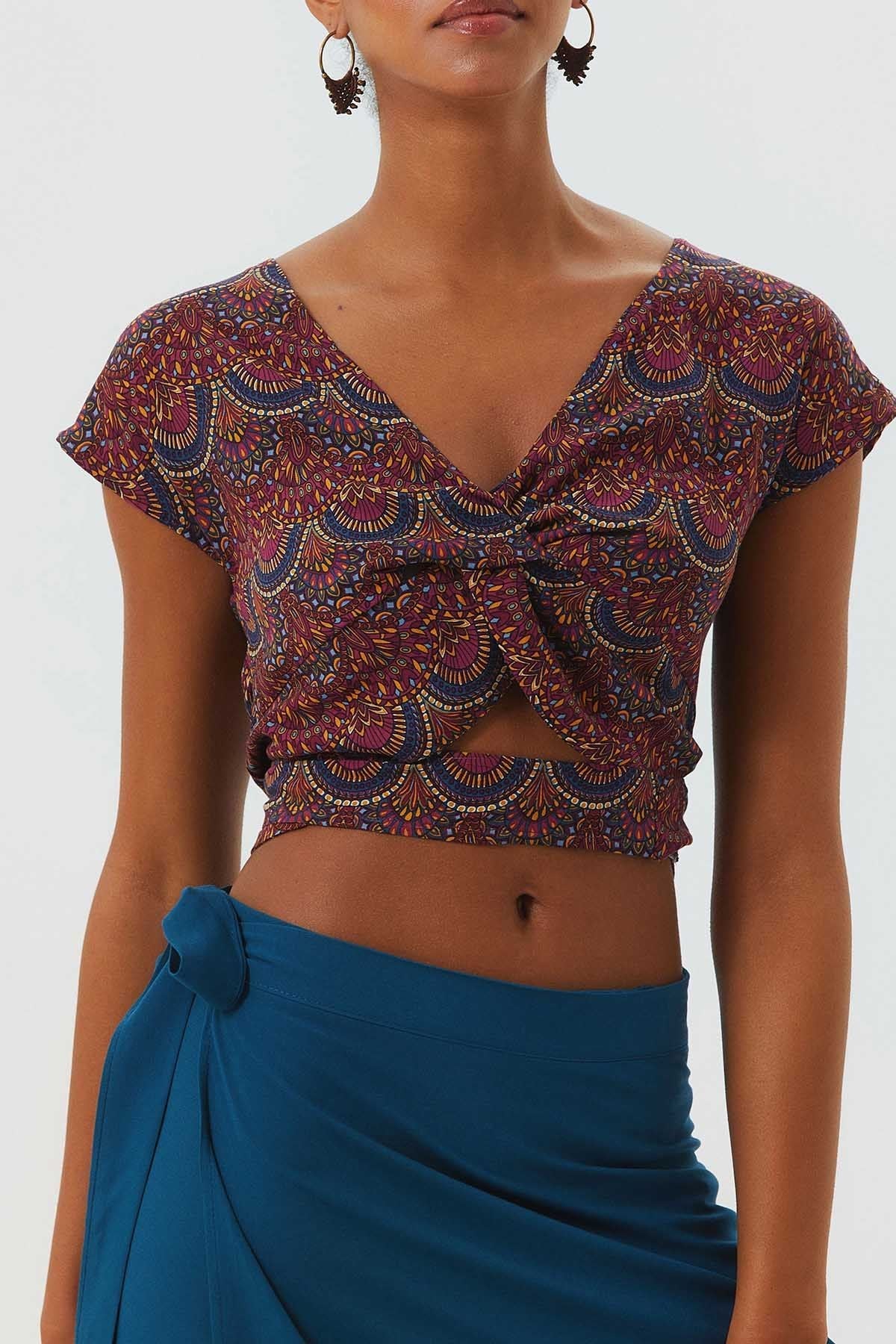 Printed Crop Top Purple