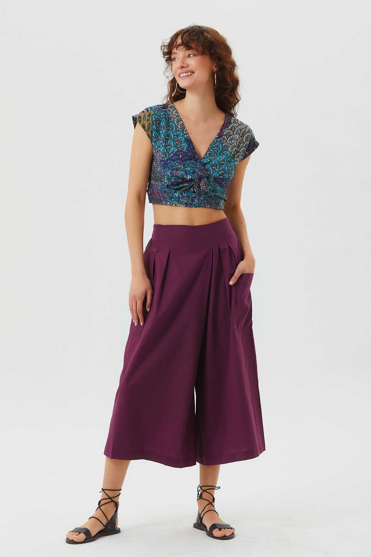 Printed Crop Top Turquoise
