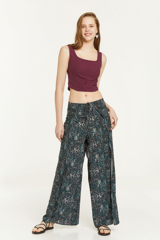 Elastic Back Crop Top Purple