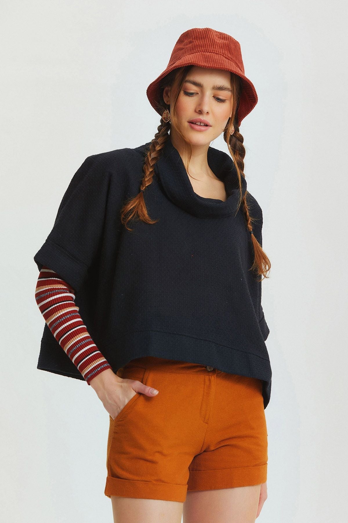 Collar Detailed Relaxed Blouse Black