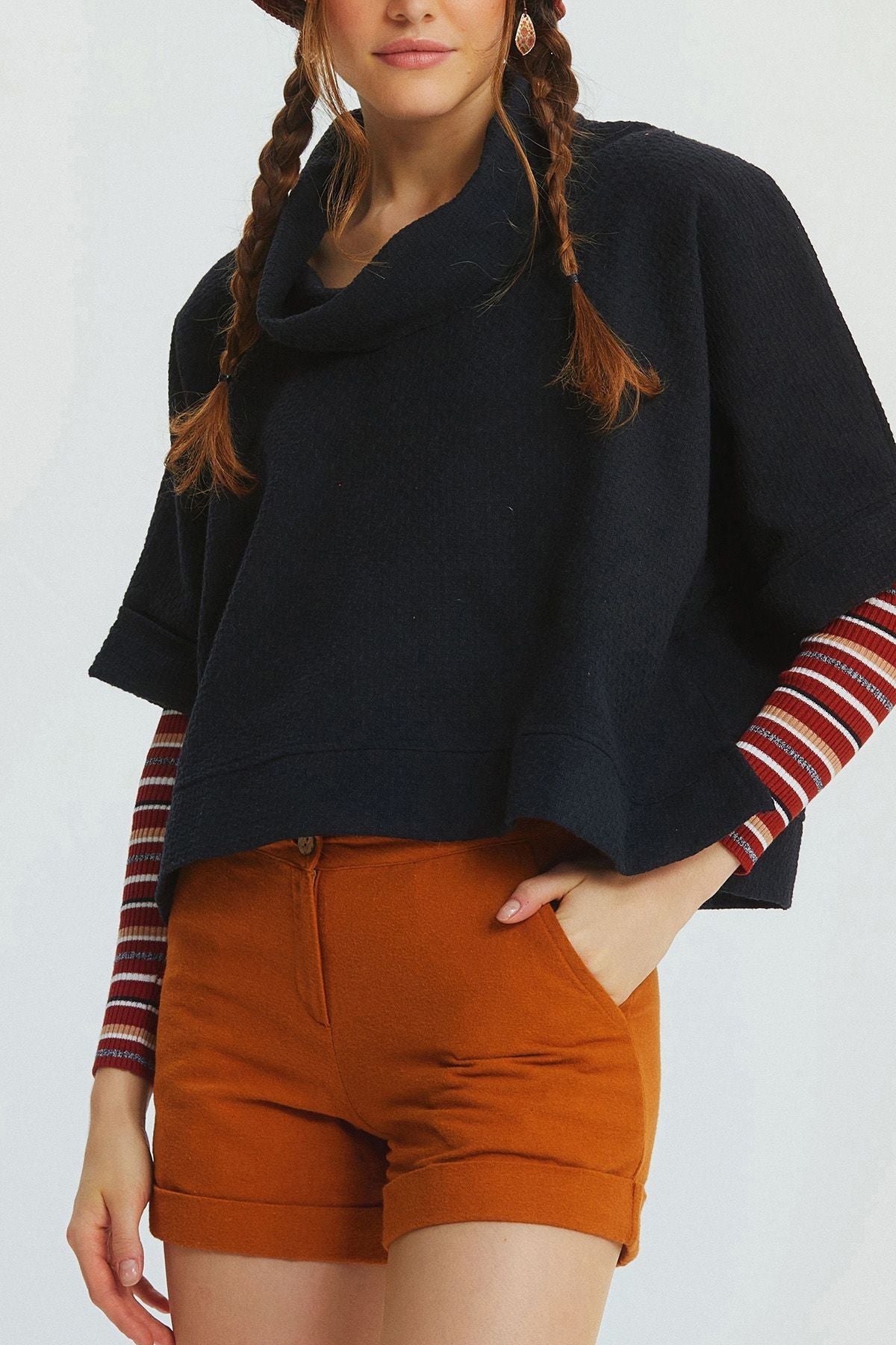 Collar Detailed Relaxed Blouse Black