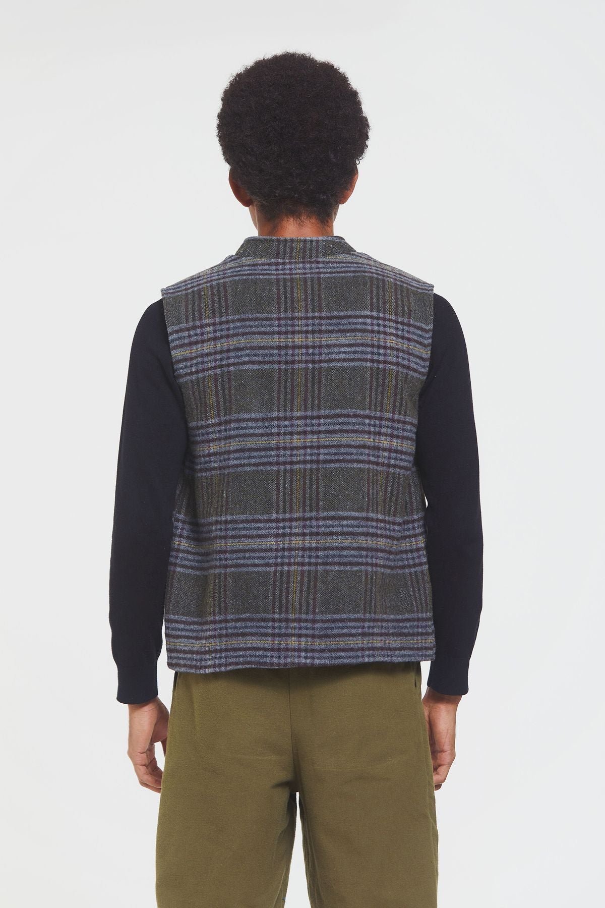 Band Collar Boho Men's Vest Khaki
