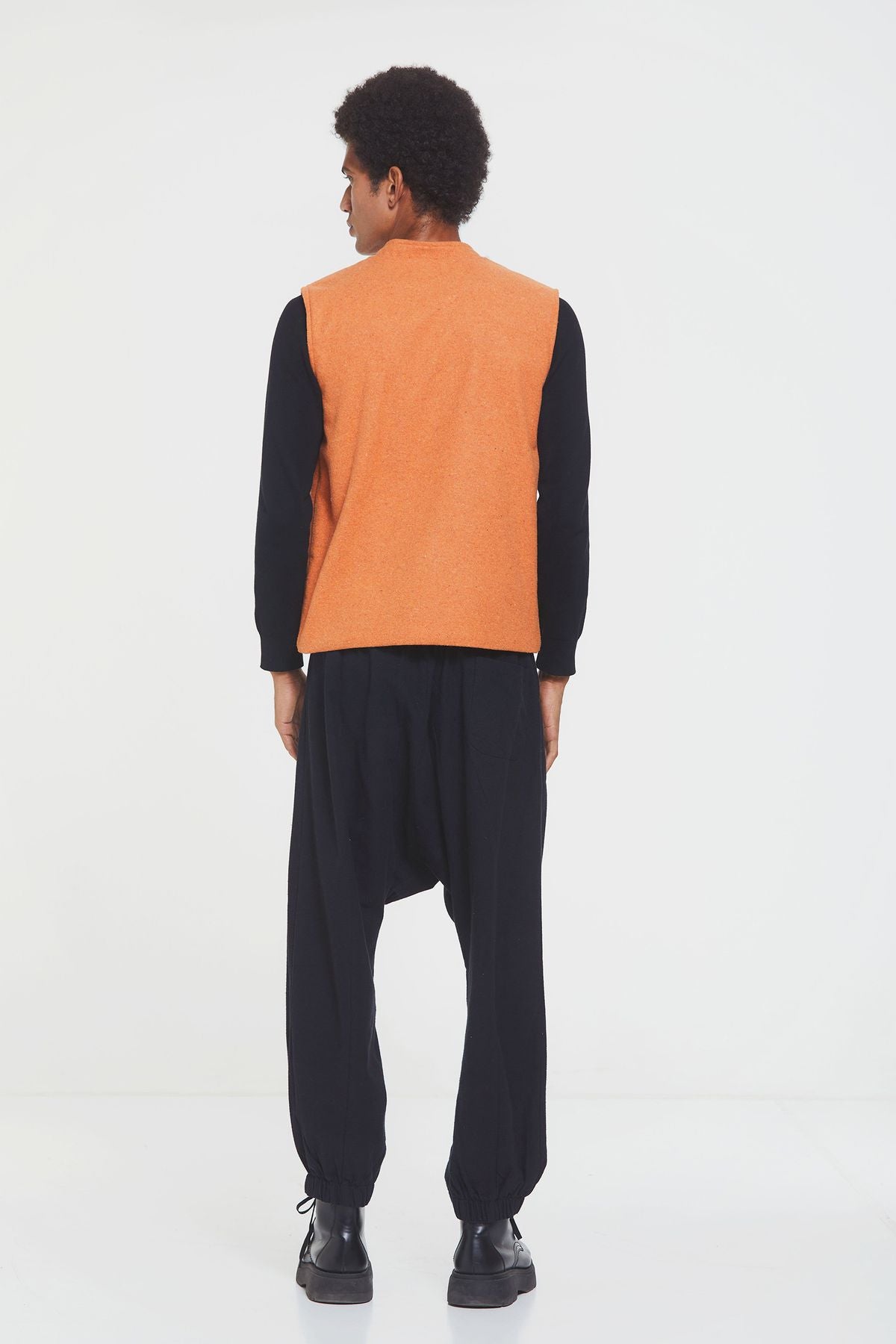 Band Collar Boho Men's Vest Orange