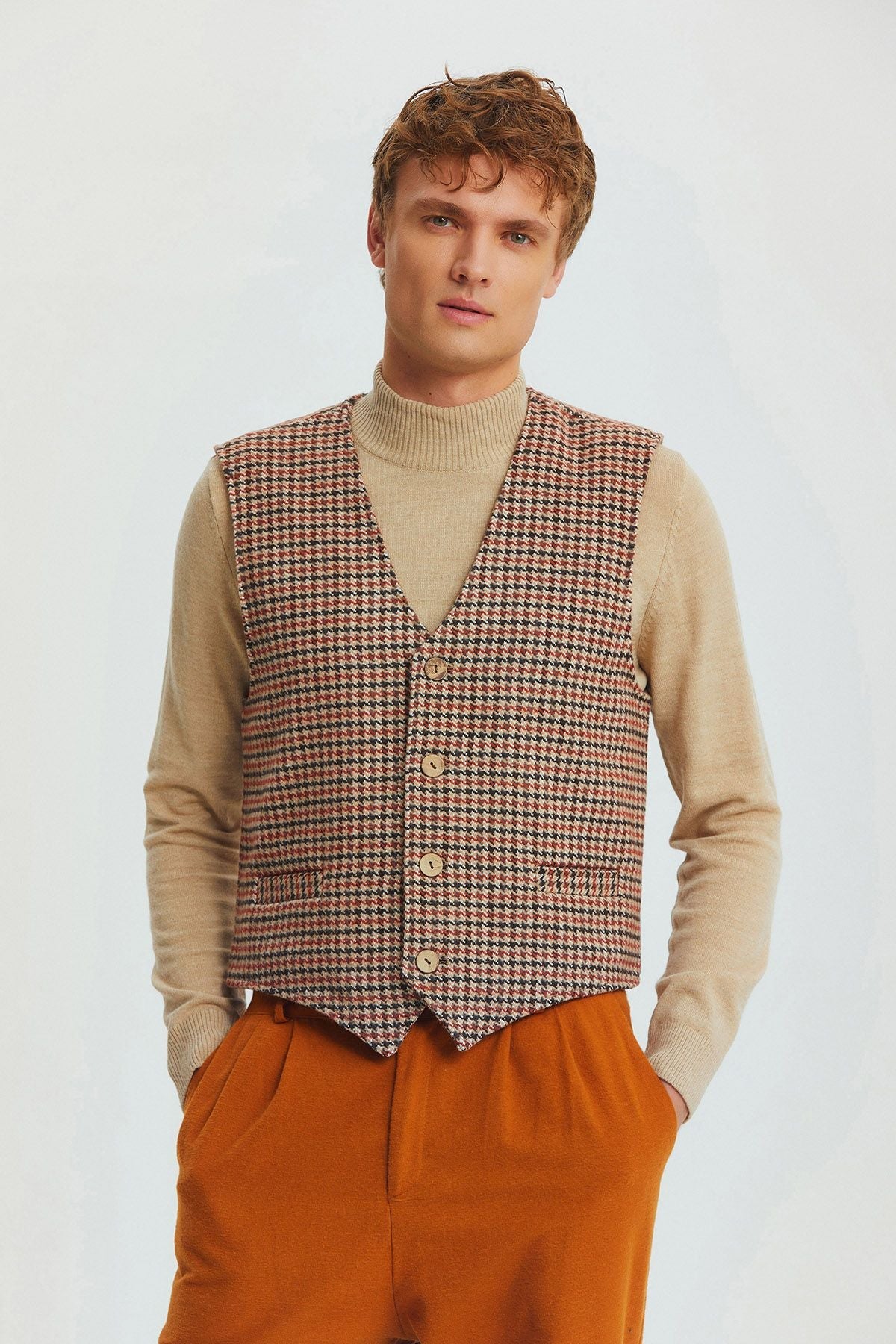 Bohemian Style Classic Cut Men's Vest Brown