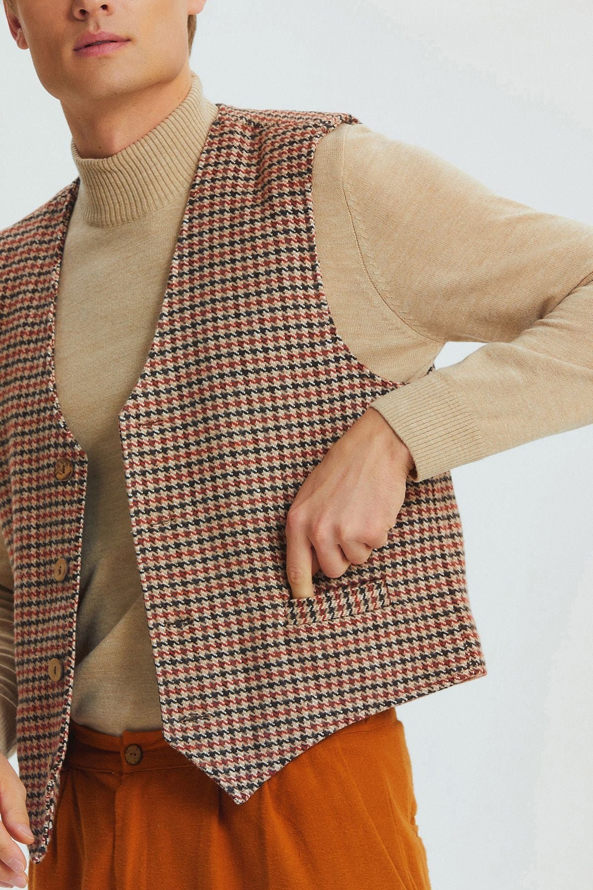 Bohemian Style Classic Cut Men's Vest Brown