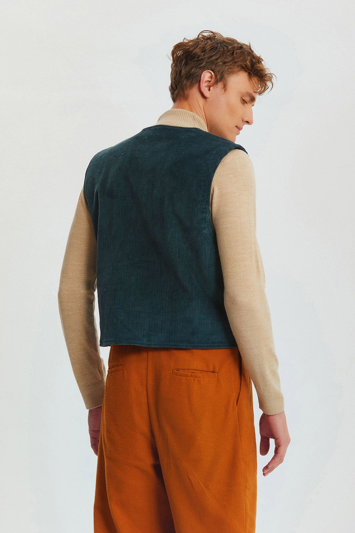 Corduroy Classic Cut Bohemian Men's Vest Teal