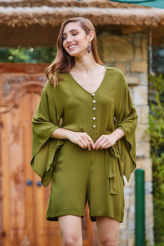 Short Overall Dress Khaki