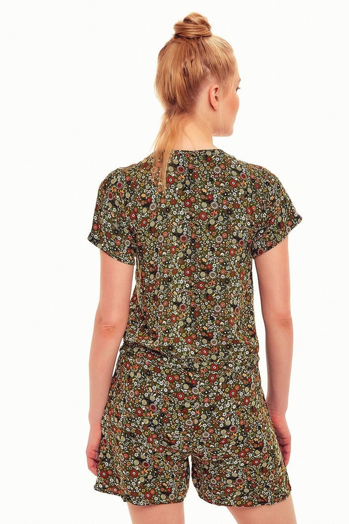 Floral Short Jumpsuit Green