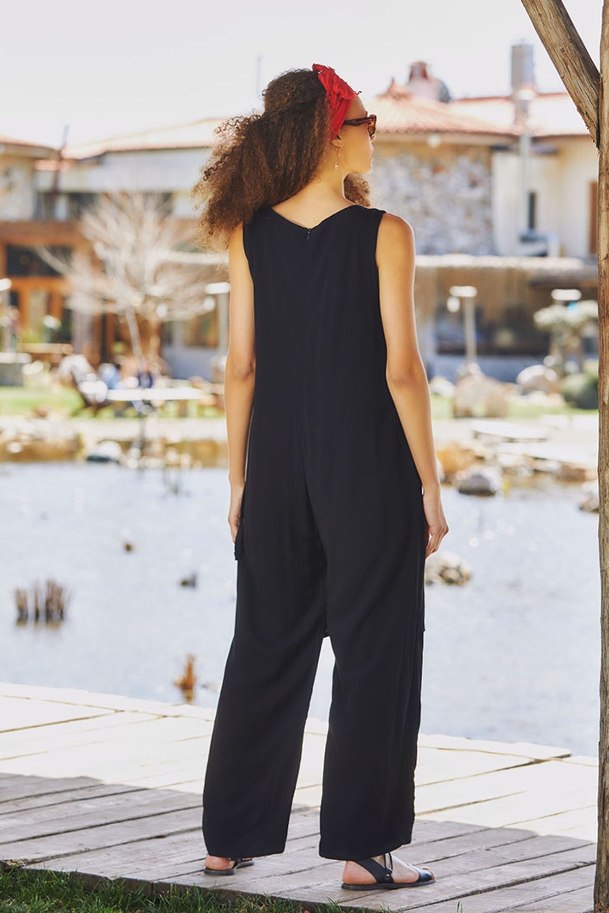 Sleeveless Tie Side Jumpsuit Black