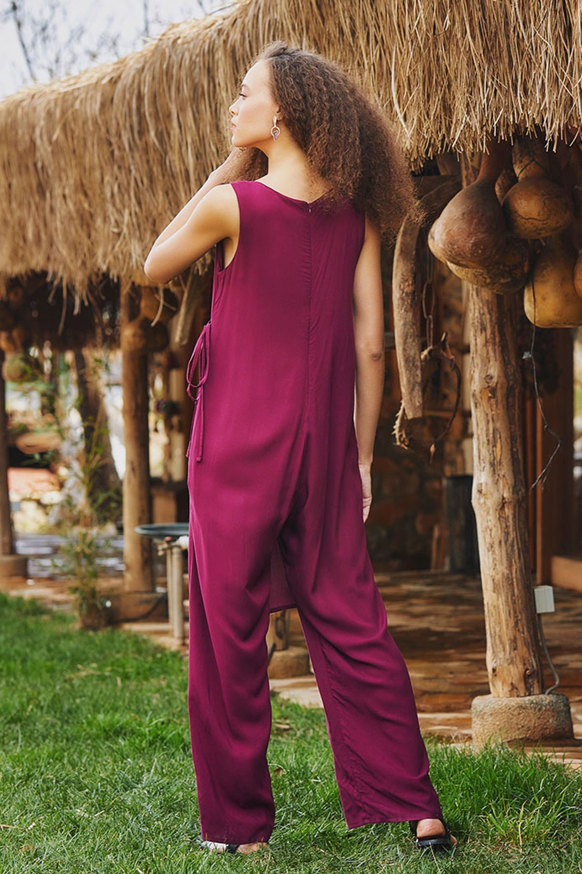 Sleeveless Tie Side Jumpsuit Purple