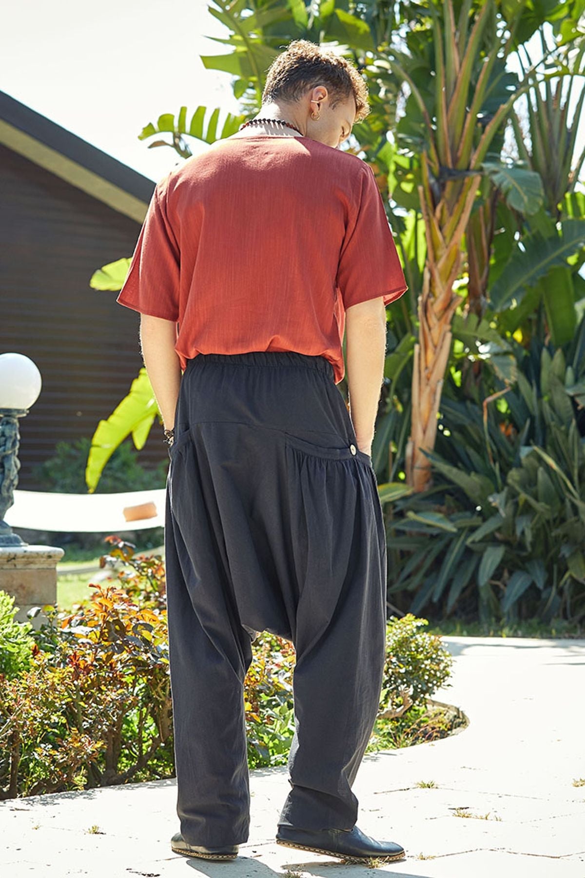 Men's Boho Drop Crotch Pants Black