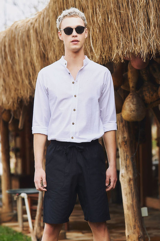 Men's Boho Shorts with Back Pocket Black