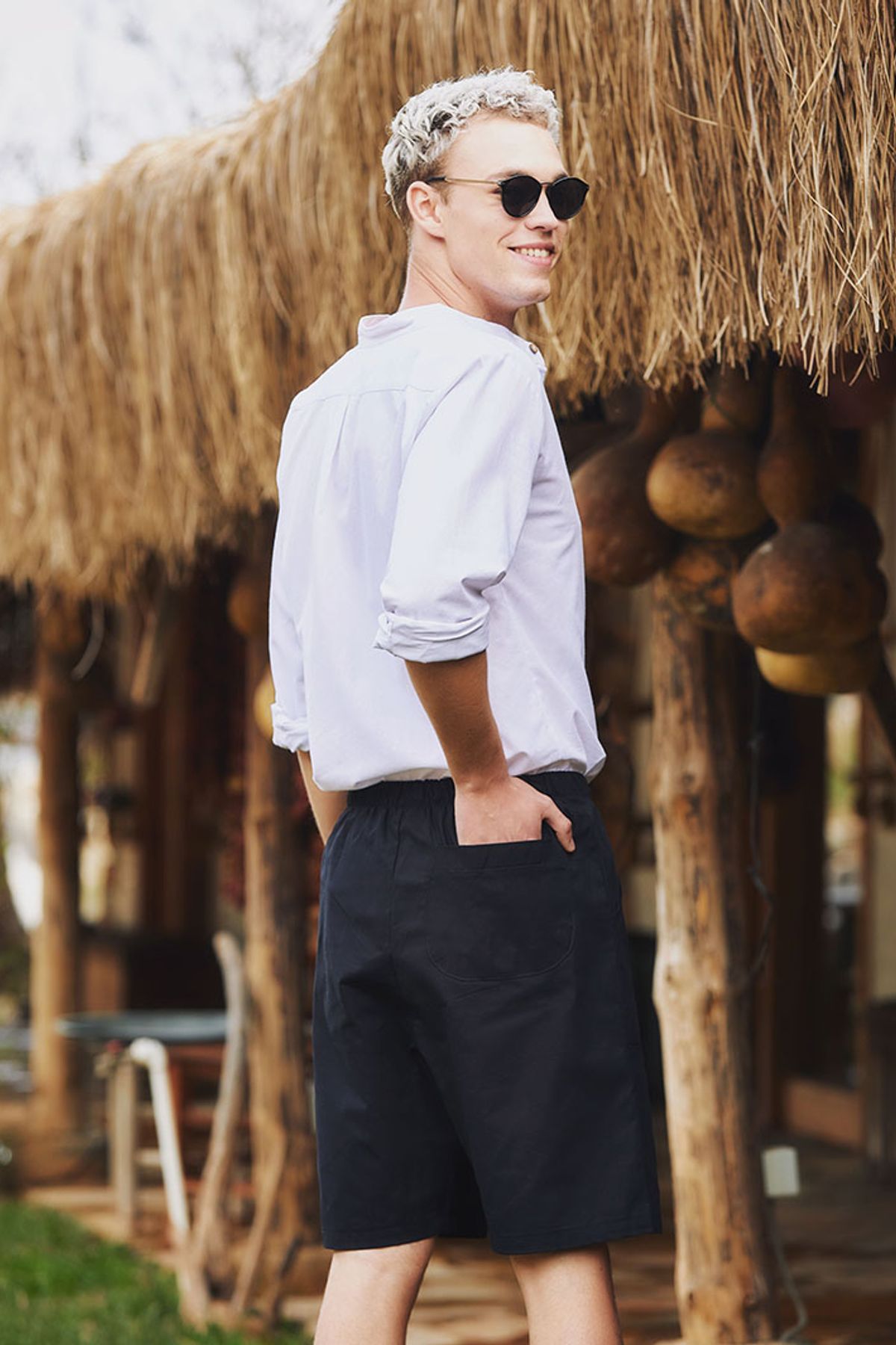 Men's Boho Shorts with Back Pocket Black