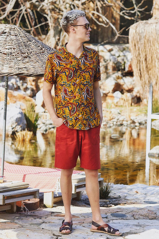 Men's Boho Shorts with Back Pocket Orange