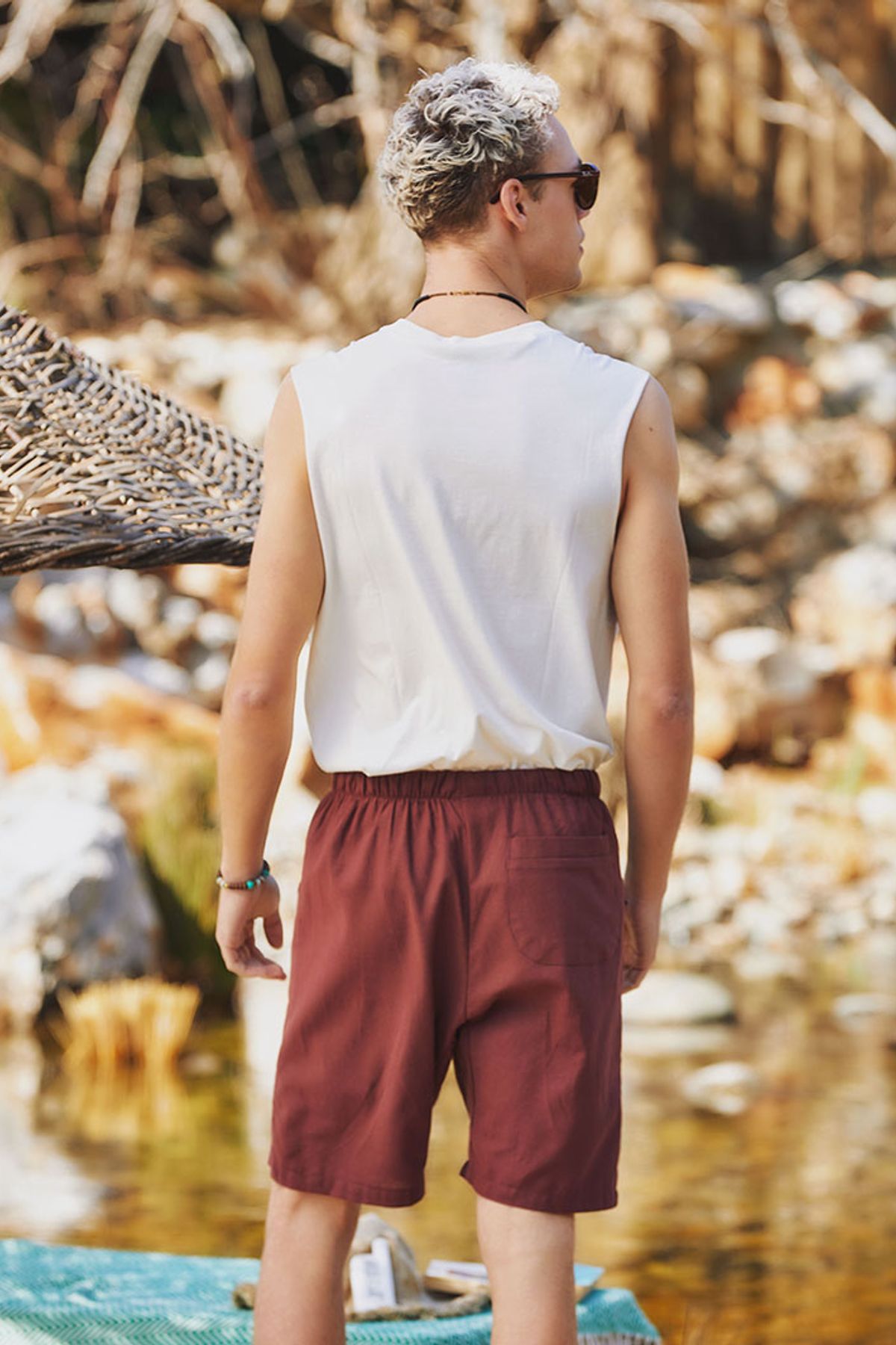 Men's Boho Shorts with Back Pocket Brown