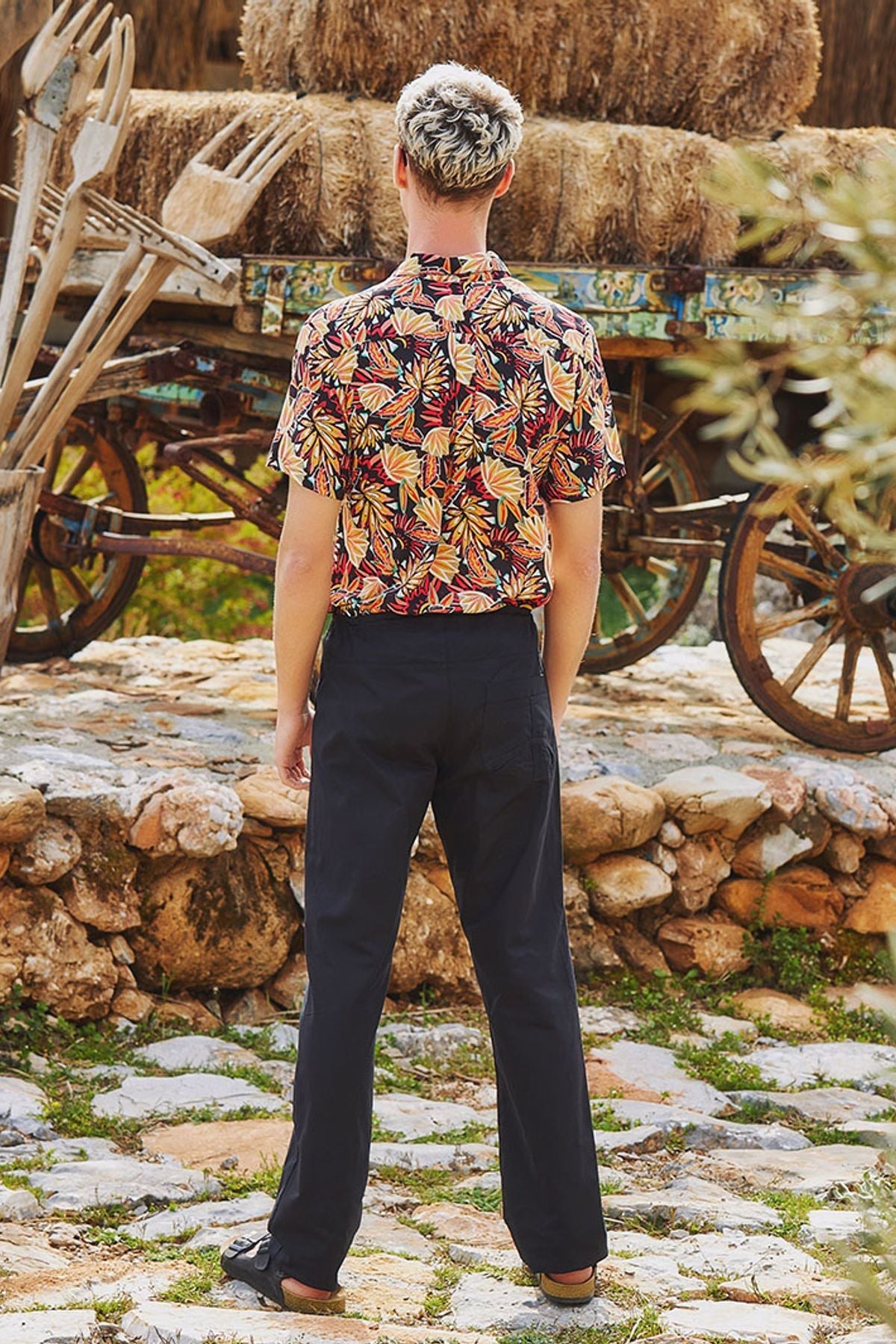 Men's Tie Waist Bohemian Pants Black