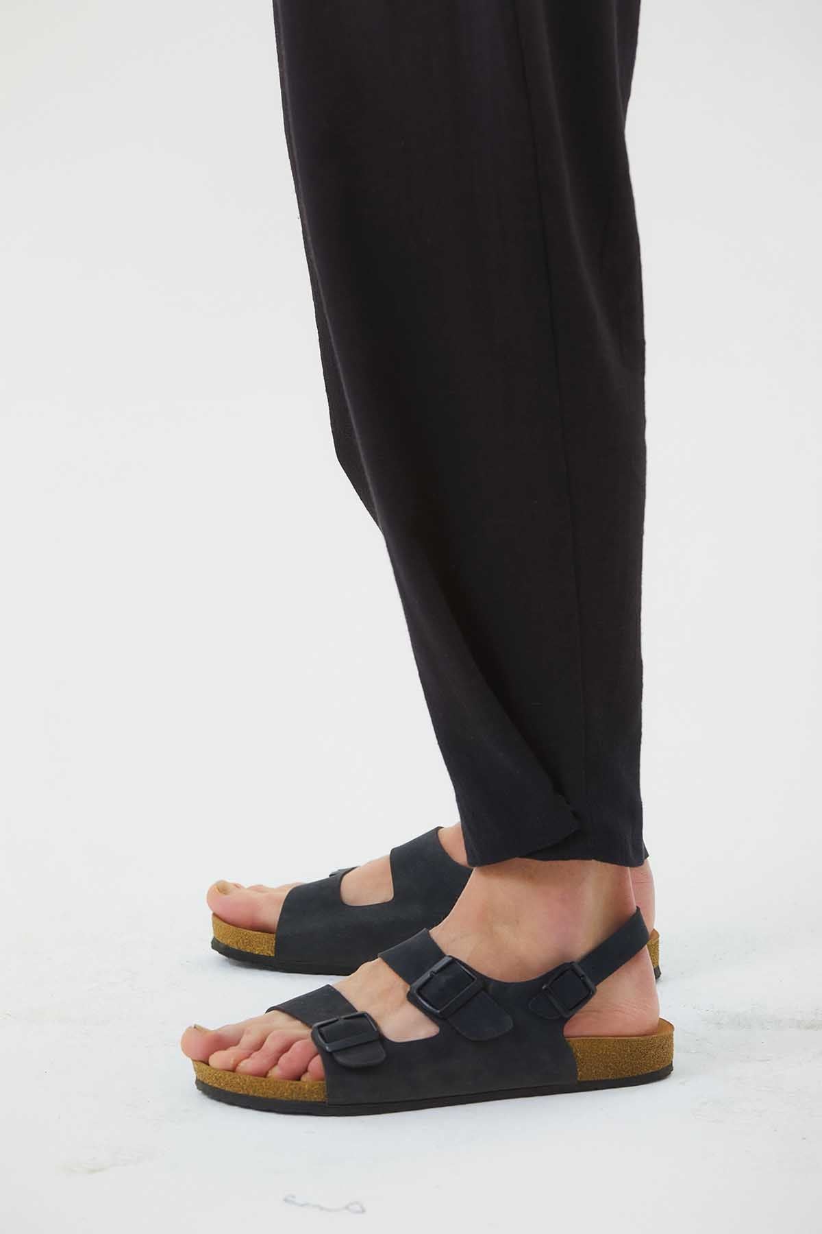 Elastic Waist Bohemian Style Men's Pants Black