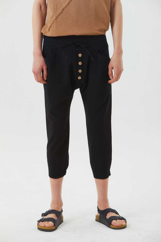 Comfy Men's Harem Capri Pants Black