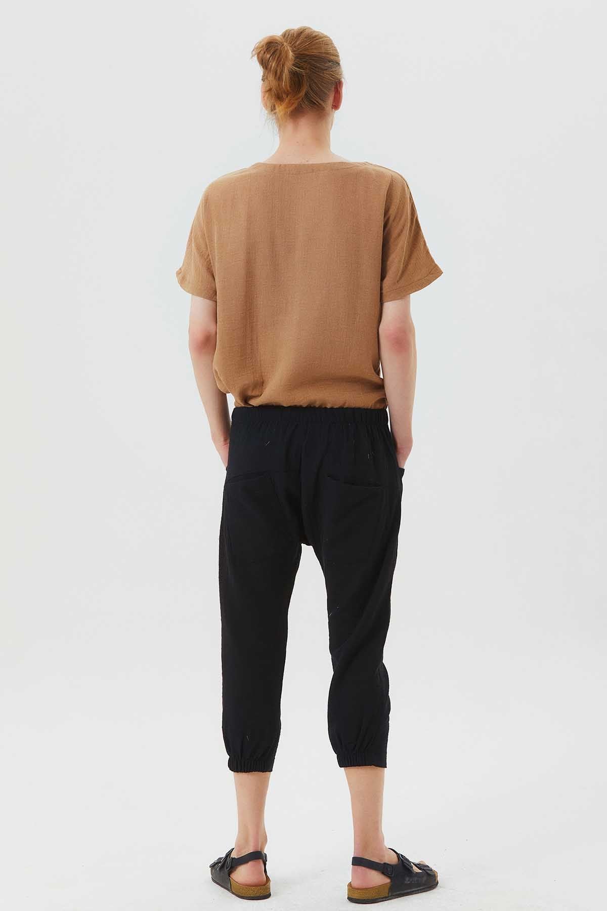 Comfy Men's Harem Capri Pants Black