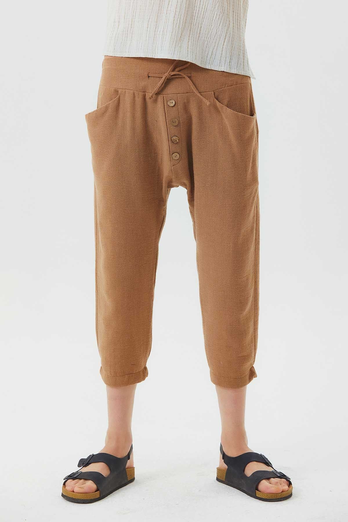 Comfy Men's Harem Capri Pants Brown