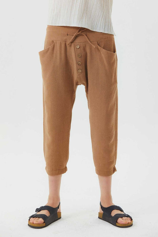 Comfy Men's Harem Capri Pants Brown