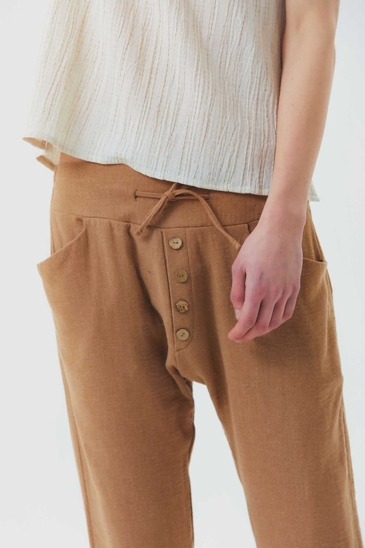Comfy Men's Harem Capri Pants Brown
