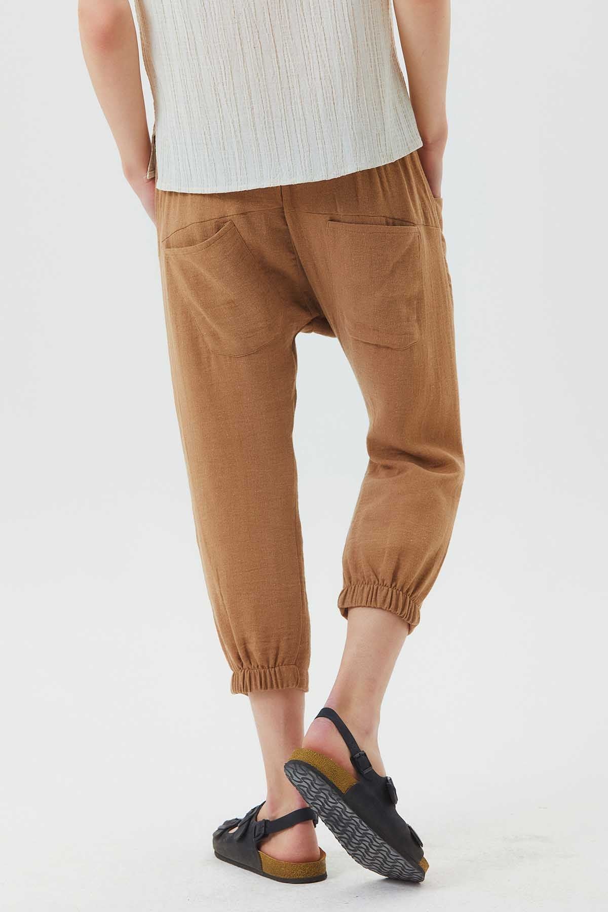 Comfy Men's Harem Capri Pants Brown